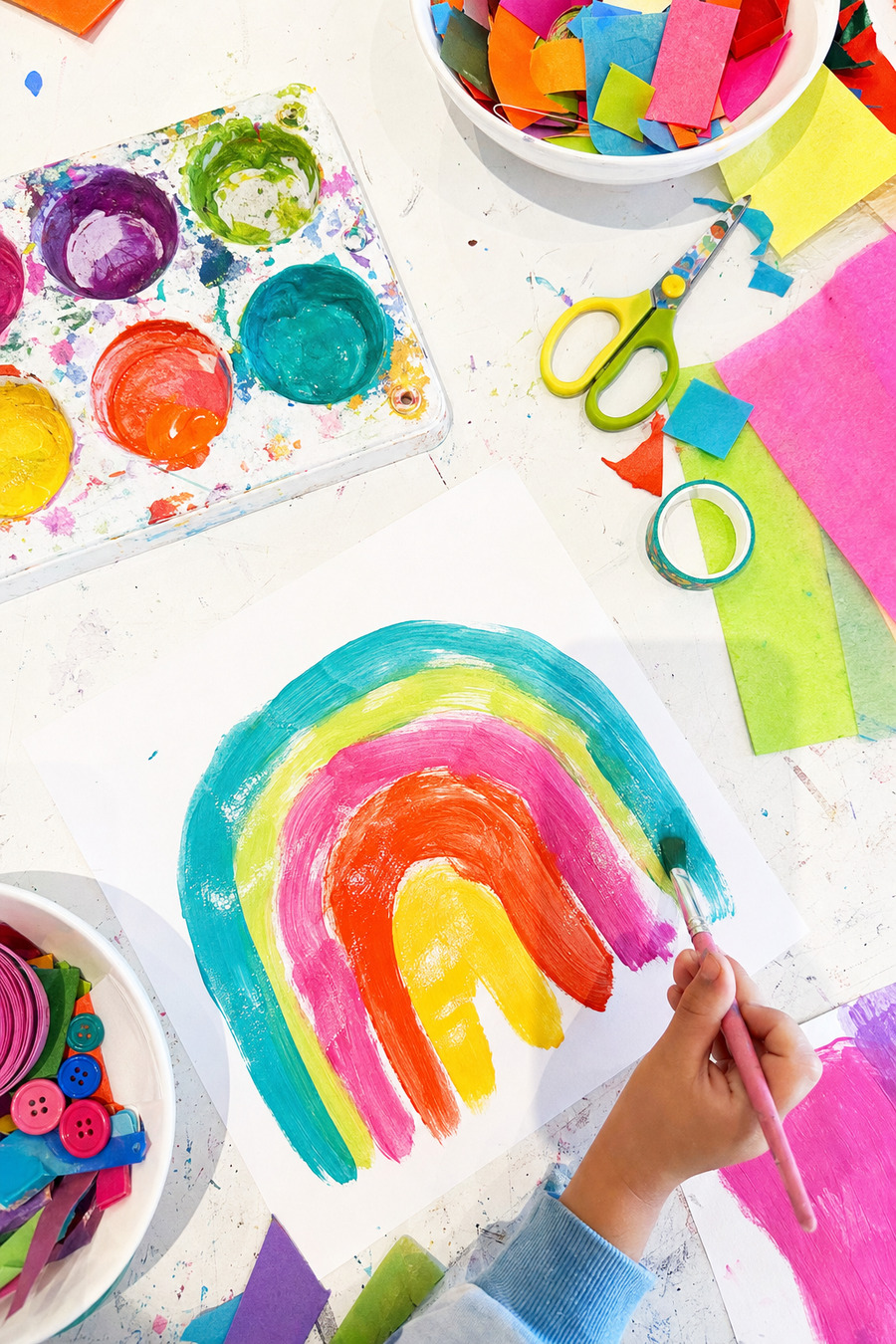 Painting a rainbow, one wobbly line at a time.