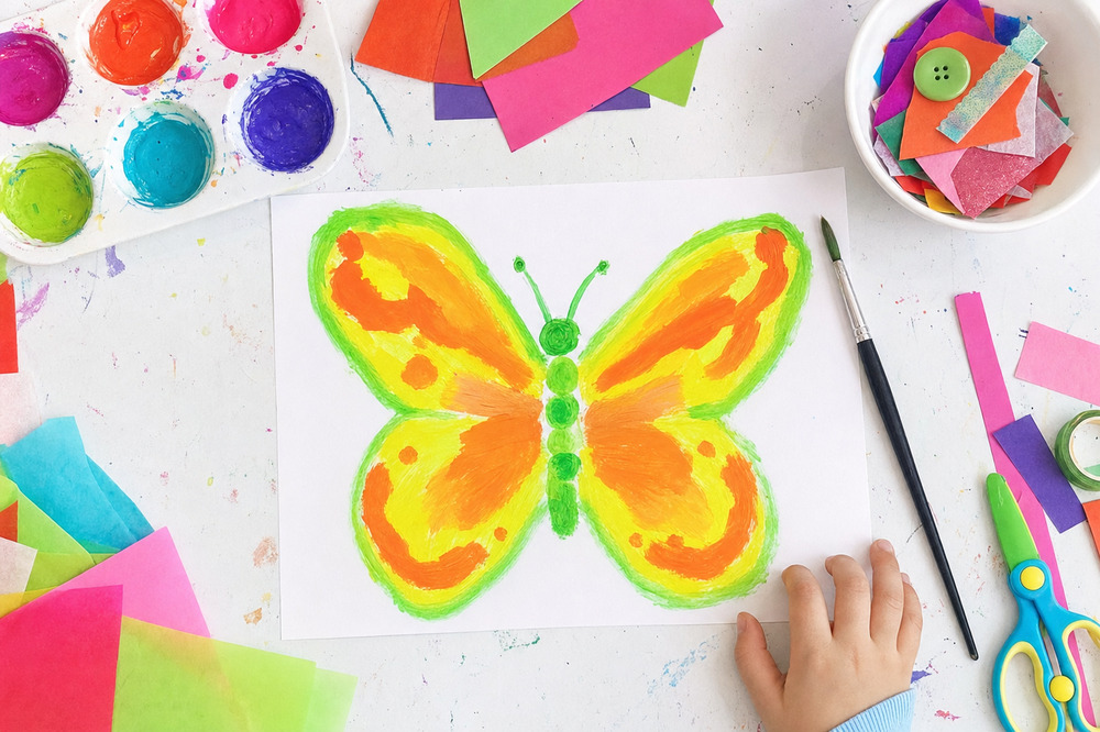 A painted butterfly, an easy afternoon.