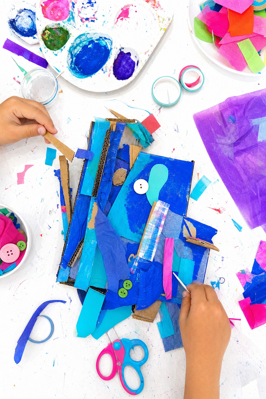 Hands-on making, with plenty of cardboard.